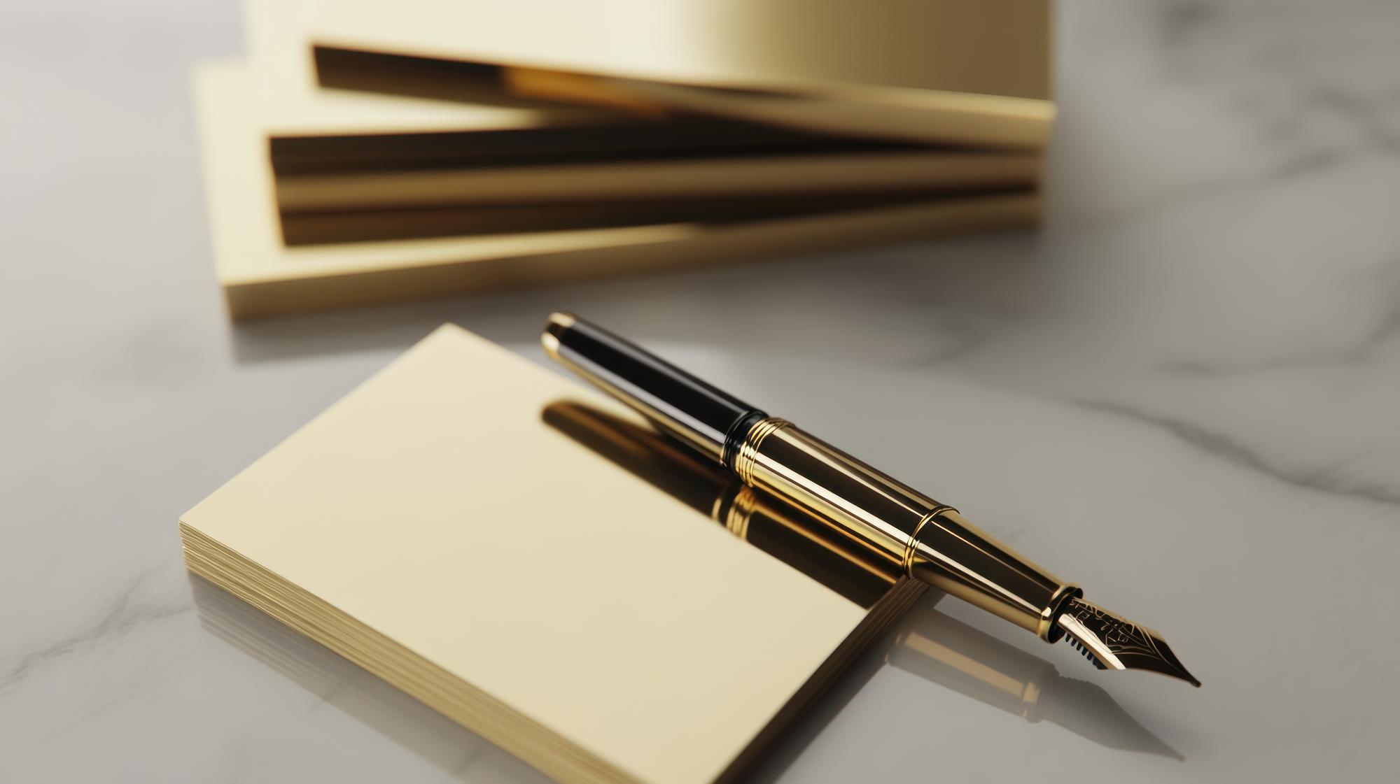 Elegante Visitenkarte und Goldstifte